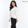 Rosette Wrap-Style Satin White Shirt