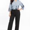 Powder Blue Botanical Print Soft Cotton Shirt