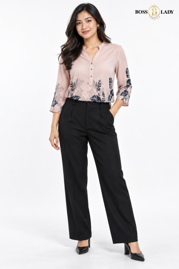 Blush Pink Botanical Print Soft Cotton Shirt