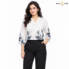 000000 200 WH 1 Ivory White Botanical Print Soft Cotton Shirt