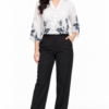 000000 200 WH 5 Ivory White Botanical Print Soft Cotton Shirt