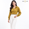 Mustard Gold Metal-Detail Satin Shirt