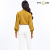 Mustard Gold Metal-Detail Satin Shirt
