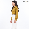 Mustard Gold Metal-Detail Satin Shirt