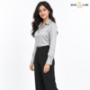 Silver Gray Classic Button-Front Satin Shirt