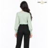 Sage Green Pearl-Detail Ruffle Shirt