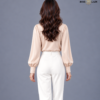 Ruched Front Satin Cream Shirt