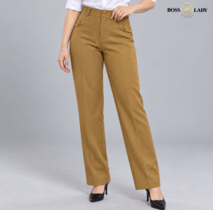 Camel Brown Relaxed-Fit Formal Pant