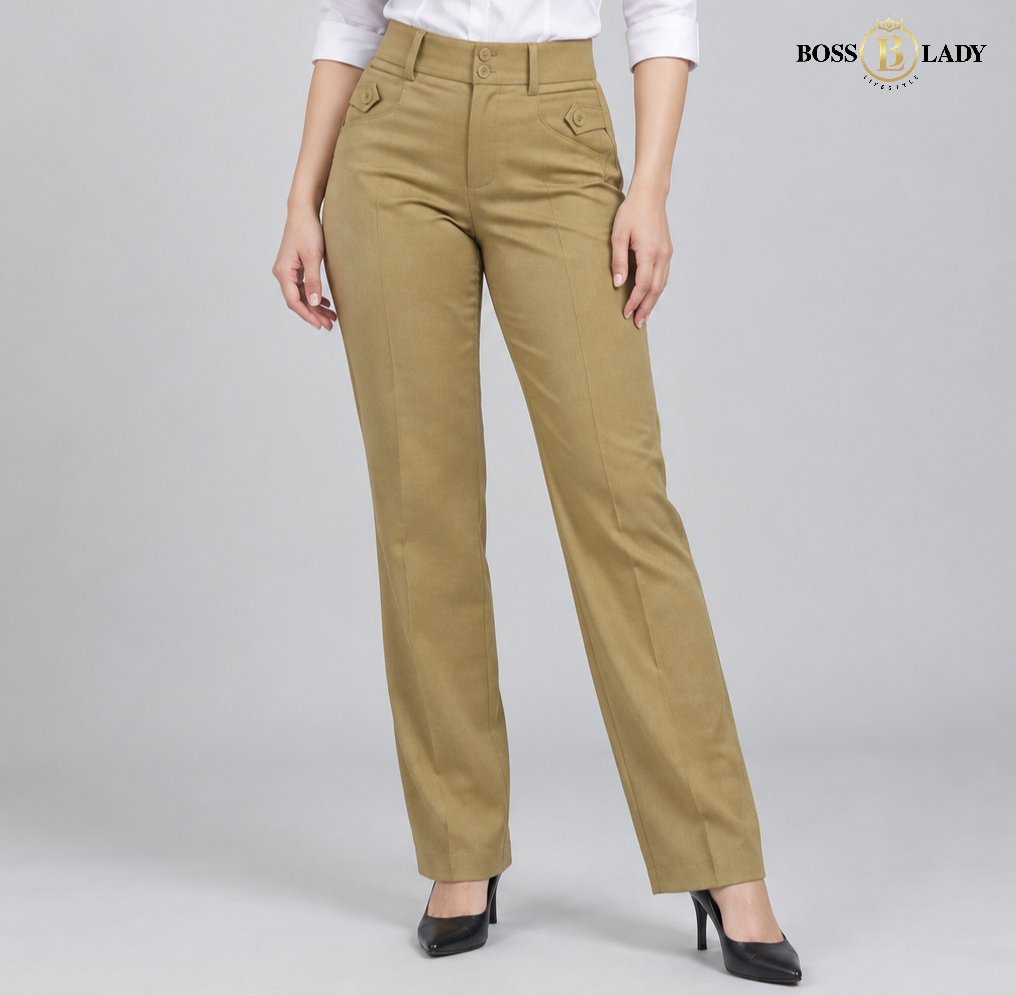 Golden Tan Relaxed-Fit Formal Pant
