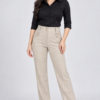 Beige Relaxed-Fit Formal Pant