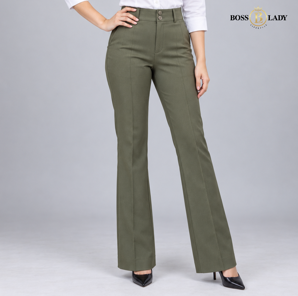 Olive Green Belly-Straight Formal Pant