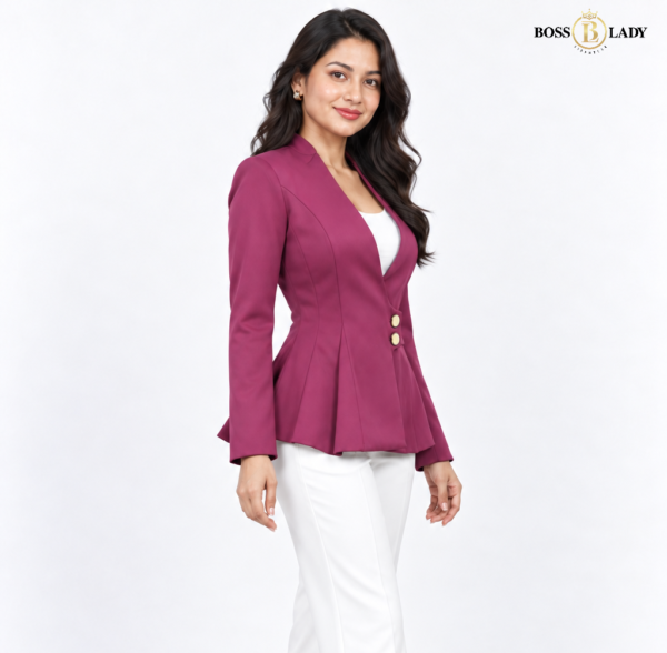 Plum Wrap-Style Peplum Blazer