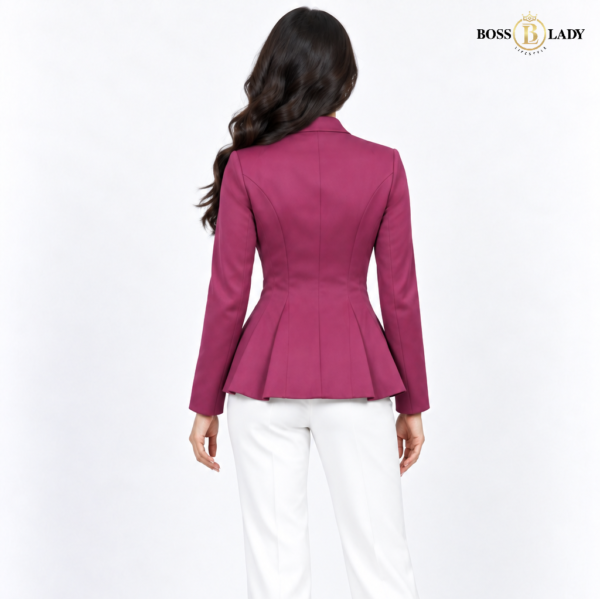 Plum Wrap-Style Peplum Blazer