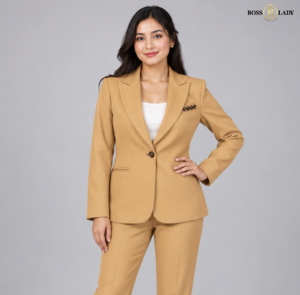Brown Single-Breasted Notched-Lapel Blazer