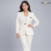 White Single-Breasted Notched-Lapel Blazer