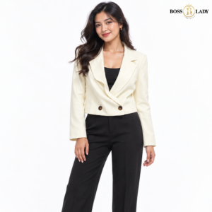 Cream Double-Breasted Cropped Waistcoat