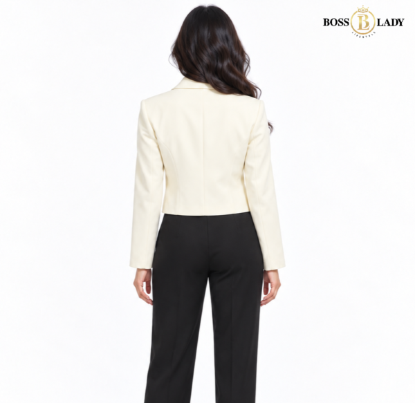Cream Double-Breasted Cropped Waistcoat