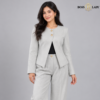 Light Gray Double Button Linin Coat