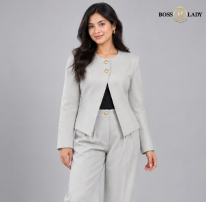 Light Gray Double Button Linin Coat