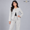 Light Gray Double Button Linin Coat