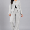 Light Gray Double Button Linin Coat