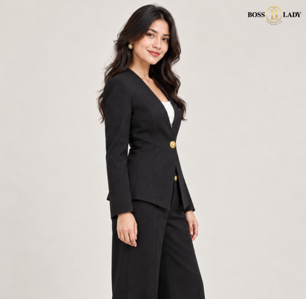 Black Single Button Linin Coat