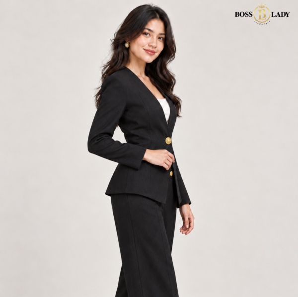 Black Single Button Linin Coat