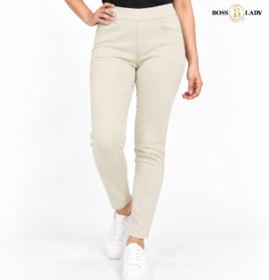 Cream Slim-Fit Jeggings