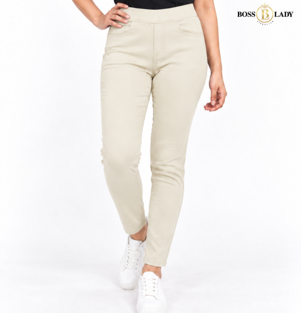 Cream Slim-Fit Jeggings