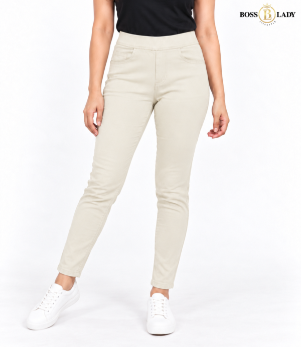 Cream Slim-Fit Jeggings