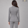 Grey Single-Breasted Windowpane Check Blazer