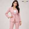 LINE PK 2 Pink Single-Breasted Windowpane Check Blazer