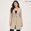 Beige Double-Breasted Longline Coat