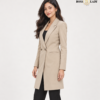 Beige Double-Breasted Longline Coat