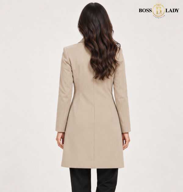 Beige Double-Breasted Longline Coat