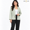 Sage Green Open-Front Shawl-Collar Blazer