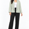 Sage Green Open-Front Shawl-Collar Blazer