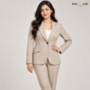 Brown Single-Breasted Blazer with Notched Lapels