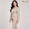 Brown Single-Breasted Blazer with Notched Lapels