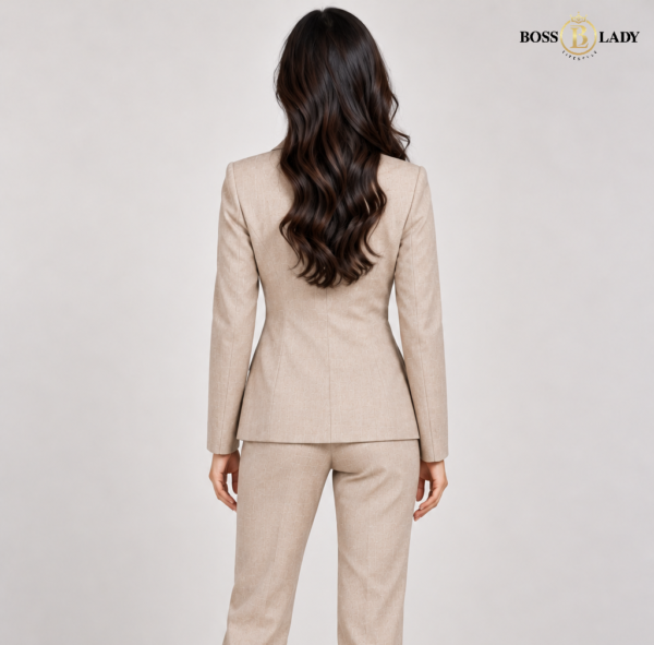 Brown Single-Breasted Blazer with Notched Lapels