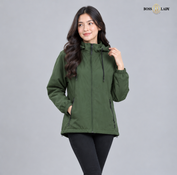 Green Zip-Up Windbreaker Jacket