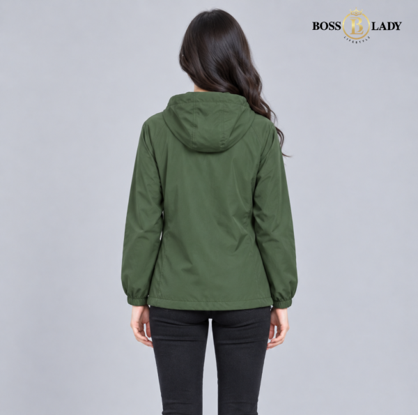 Green Zip-Up Windbreaker Jacket
