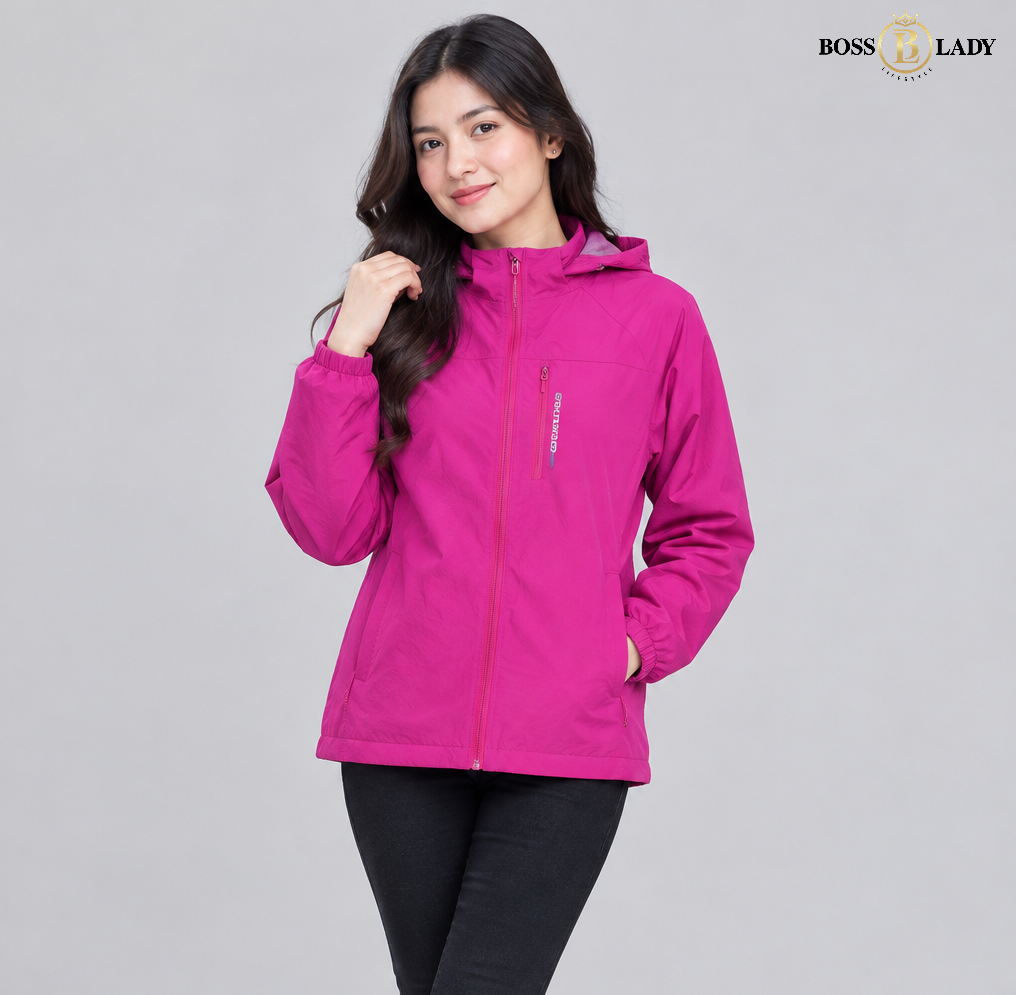 Pink Zip-Up Windbreaker Jacket
