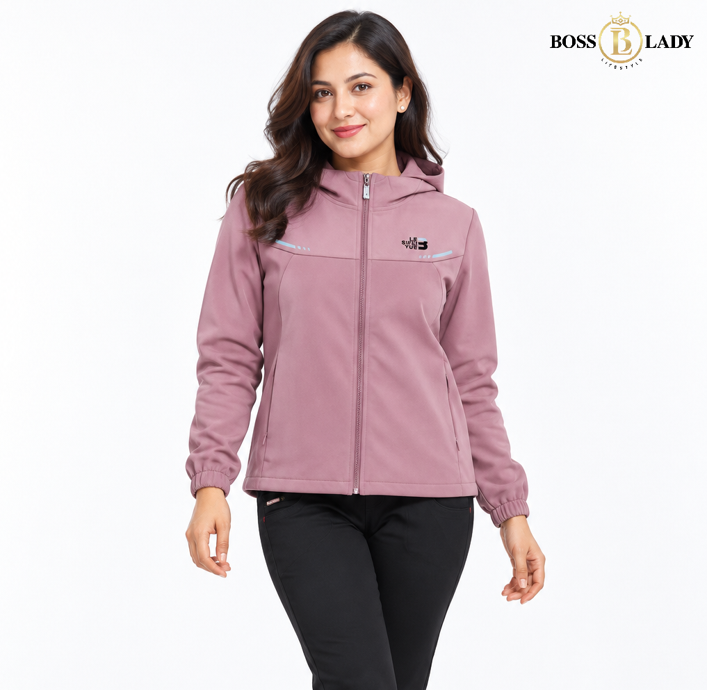 Light Pink Zip-Up Windbreaker Jacket